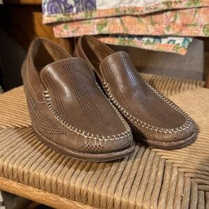 Tommy Bahama Mens Felton Loafer Shoe Almond Toe Slip On‎ Perforated Brown Sz 7.5